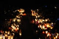 Candle lights on graves in cemetery in Poland on All SaintsÃ¢â¬â¢ Day or All SoulsÃ¢â¬â¢ Day or Halloween or Zaduszk